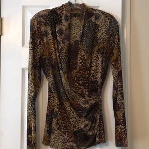 Crossover long sleeve blouse